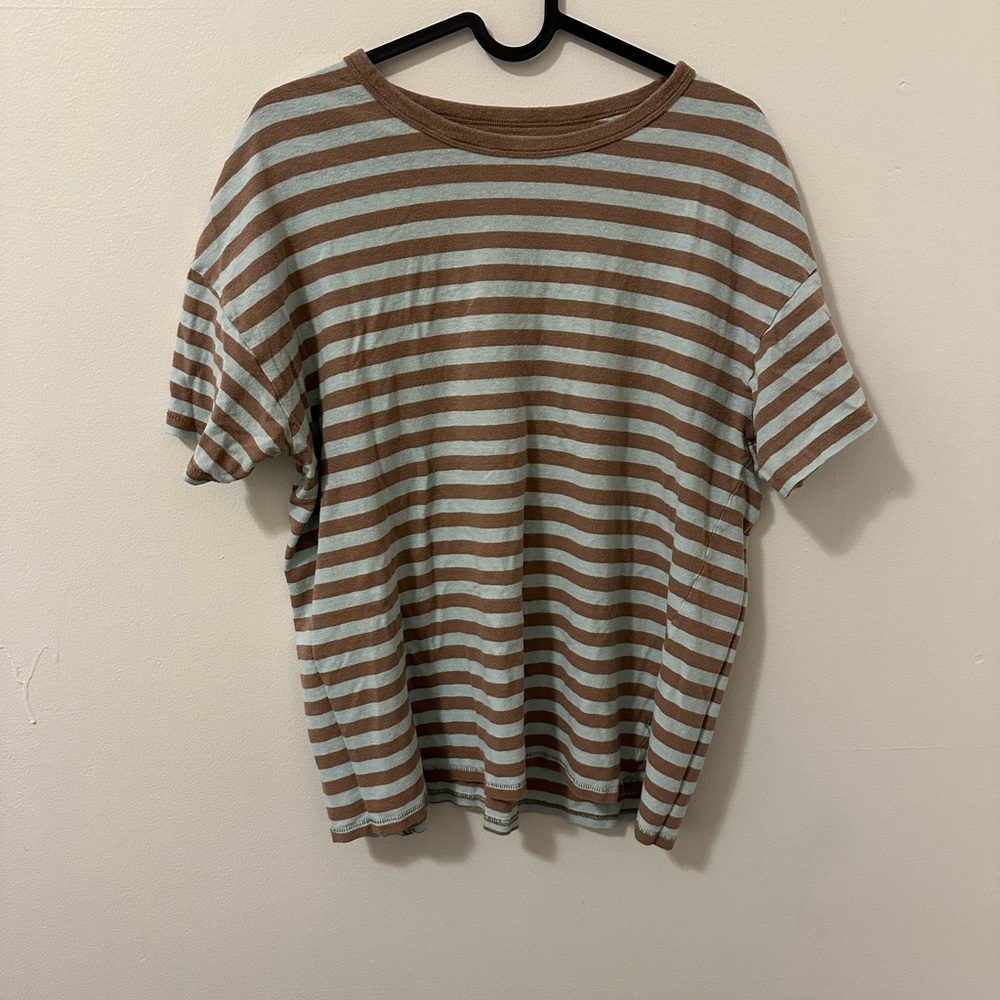 American Eagle Outfitters Brown and Blue Striped Tee